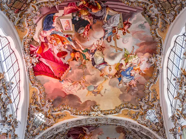 Steingaden Bavaria Germany May 2022 Interiors Frescoes Architectural Decors John — Photo