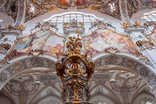 Steingaden Bavaria Germany May 2022 Interiors Frescoes Architectural Decors John — Foto Stock