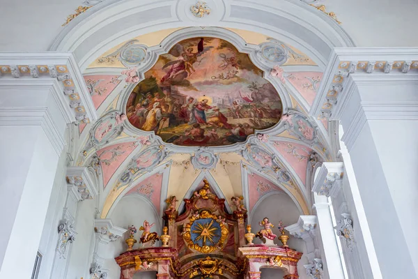 Wildsteig Bavaria Germany June 2022 Baroque Rococo Frescoes Architectural Decors — Stock Photo, Image