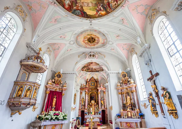 Wildsteig Bavaria Germany June 2022 Baroque Rococo Frescoes Architectural Decors — Fotografia de Stock
