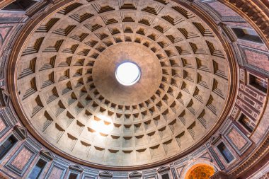 ROME, ITALY, 14 Haziran 2015: Pantheon 'un iç ve mimari detayları, 14 Haziran 2015, Roma, İtalya