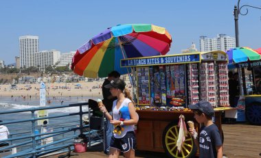 SANTA MONICA, CA, UNITED STATES, APRIL 12, 2015 : Santa Monica pier on the beach of santa monica, california, united states