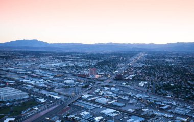 LAS VEGAS, NEVADA - APRIL 10, 2015 : aerial view of the city from the stratosphere building, in Las Vegas, Nevada, united states