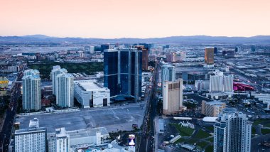 LAS VEGAS, NEVADA - APRIL 10, 2015 : aerial view of the city from the stratosphere building, in Las Vegas, Nevada, united states