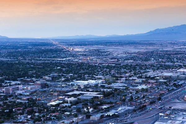 LAS VEGAS, NEVADA - APRIL 10, 2015 : aerial view of the city from the stratosphere building, in Las Vegas, Nevada, united states