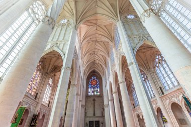 Saint-nicolas-de-port, FRANCE, JUNE 09, 2022 : interiors and architectural decors of Saint-nicolas-de-port basilica, by Simon Moycet, architect, 16 th century