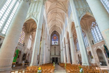 Saint-nicolas-de-port, FRANCE, JUNE 09, 2022 : interiors and architectural decors of Saint-nicolas-de-port basilica, by Simon Moycet, architect, 16 th century
