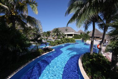 swimming pool in a resort, Cancun, yucatan, mexico
