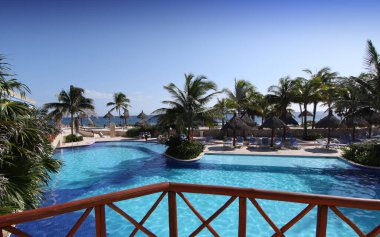 swimming pool in a resort, Cancun, yucatan, mexico