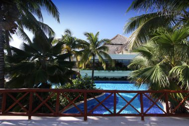 swimming pool in a resort, Cancun, yucatan, mexico