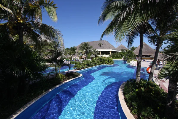 Swimming Pool Resort Cancun Yucatan Mexico — Fotografia de Stock