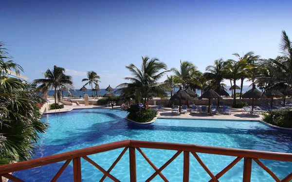 Swimming Pool Resort Cancun Yucatan Mexico — 스톡 사진