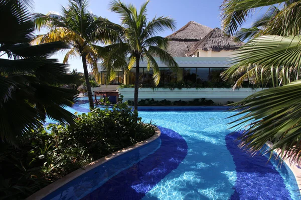 Swimming Pool Resort Cancun Yucatan Mexico — 스톡 사진