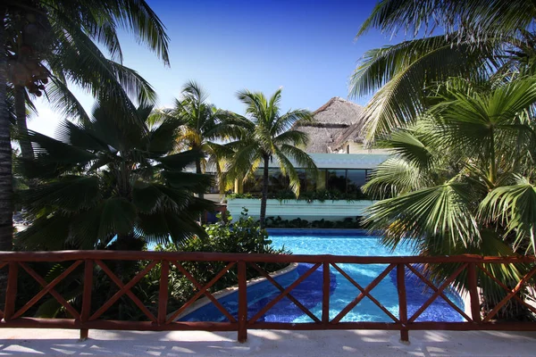 Swimming Pool Resort Cancun Yucatan Mexico — Fotografia de Stock