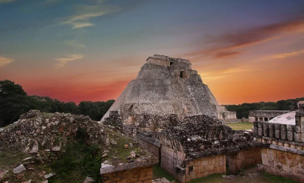 Pirámide Del Mago Ruinas Uxmal Yucatán México — Foto de Stock