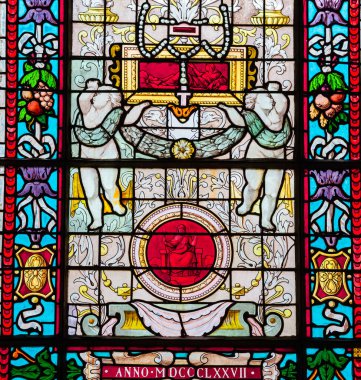 PARIS, FRANCE, ECTOBER 20, 2022 Mazarin galerisinin tavan freskleri ve sıva dekorları, Ulusal Kütüphane, Richelieu sitesi, Paris, Fransa İtalyan ressamlar Giovanni Francesco Romanelli, Gian FrancescoGrimaldi, 17. yüzyıl
