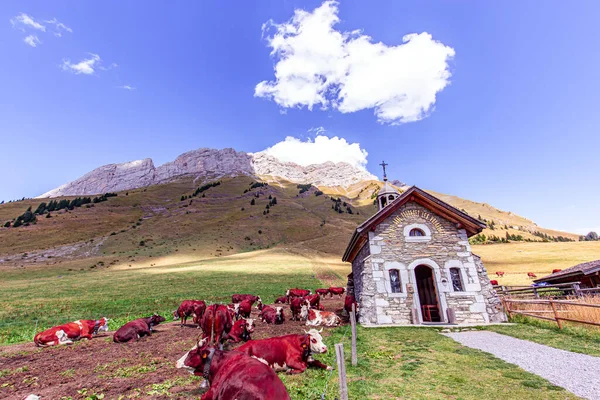 Каплиця Col Des Aravis Pass Біля Клузаз Франція — стокове фото