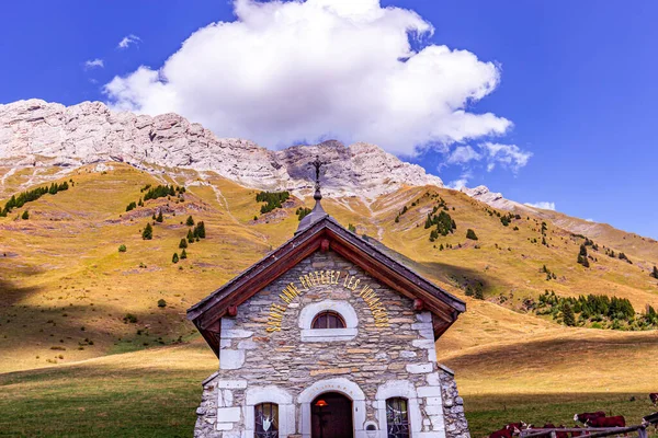 Capela Col Des Aravis Pass Perto Cluzaz Haute Savoie França — Fotografia de Stock