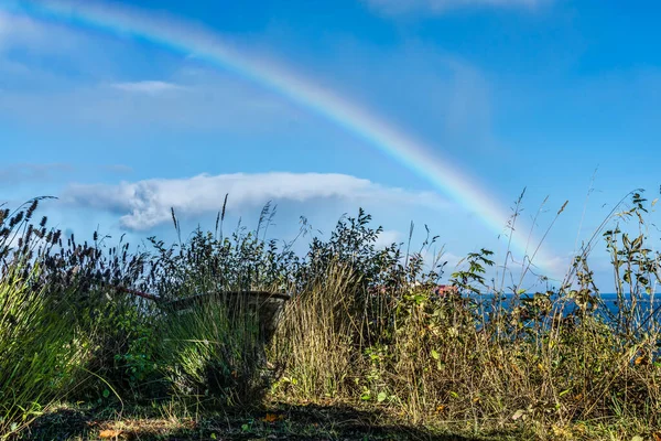 Een Regenboog Port Angeles Washington Blauwe Lucht — Stockfoto
