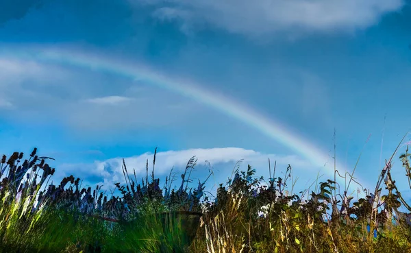 Een Regenboog Port Angeles Washington Blauwe Lucht — Stockfoto