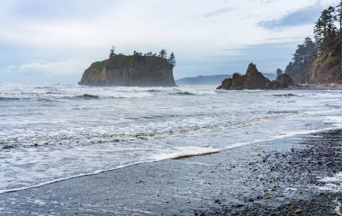 Washington 'daki Ruby Beach' in panorama çekimi..