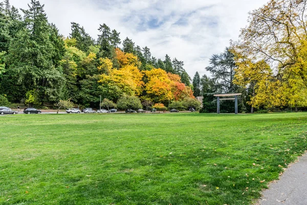 Colores Otoño Césped Seward Park Seattle Washington — Foto de Stock
