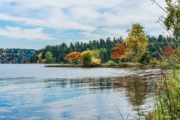 Herbstliche Farben Und Glattes Wasser Ufer Des Washingtonsees Seattle — Stockfoto