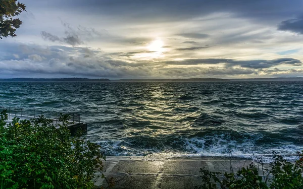 Pemandangan Puget Sound Dari Seattle Barat Washington Pada Hari Yang — Stok Foto