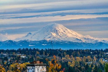 Des Moines, Washington 'dan Rainier Dağı manzarası.