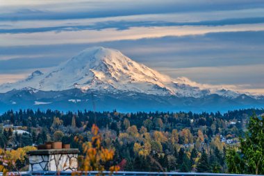 Des Moines, Washington 'dan Rainier Dağı manzarası.