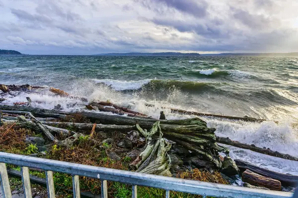 Fırtınalı Bir Günde Batı Seattle Washington Dan Puget Sound Manzarası — Stok fotoğraf