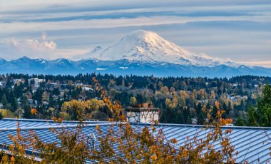 Des Moines, Washington 'dan Rainier Dağı manzarası.
