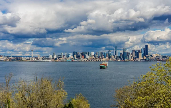 Över Seattle Skyline Med Moln Ovan — Stockfoto