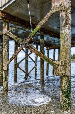 Washington, Redondo Sahili 'ndeki iskeleden taşkın su akıyor..
