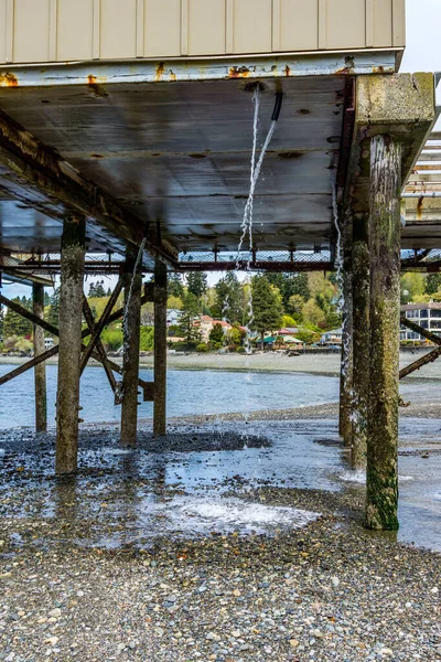 Washington, Redondo Sahili 'ndeki iskeleden taşkın su akıyor..