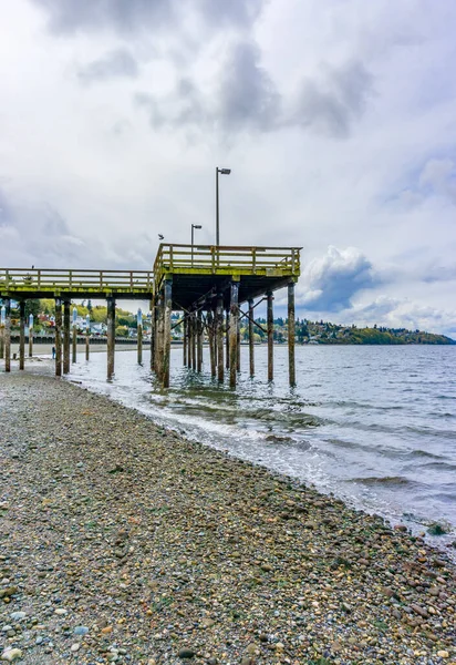 Brygga Vid Redondo Beach Washington Vid Lågvatten — Stockfoto