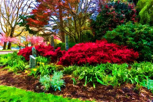 Garden Entrance Seward Park Washington State Photo Illustration — стокове фото