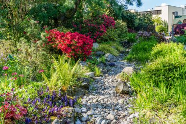 Seatac, Washington 'da manzaralı bir bahçe manzarası.