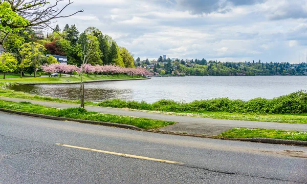 Veiw Lake Washington Boulevard Seattle Washington Springtime — Fotografia de Stock