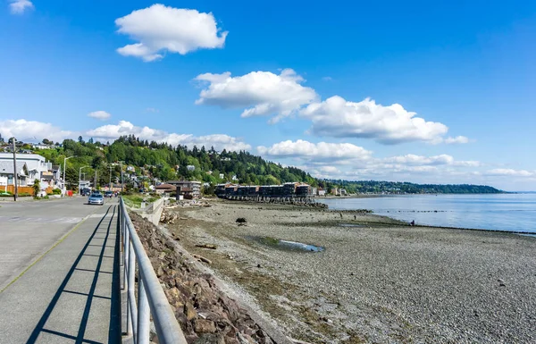 Evler Batı Seattle Washington Sular Çekilince Puget Sound Yüzleşir — Stok fotoğraf