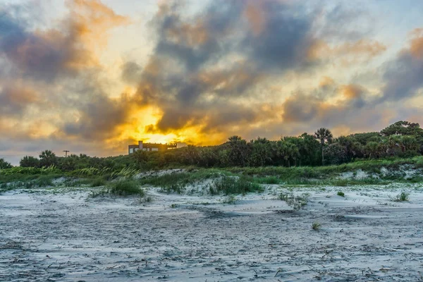 Een Zonsondergang Bij Folly Beach South Carolina — Stockfoto