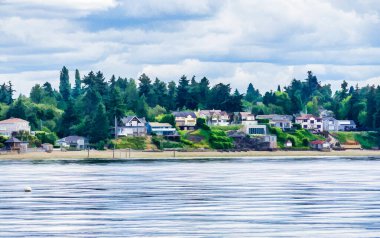 Waterfront view homes at Das Point, Washington.