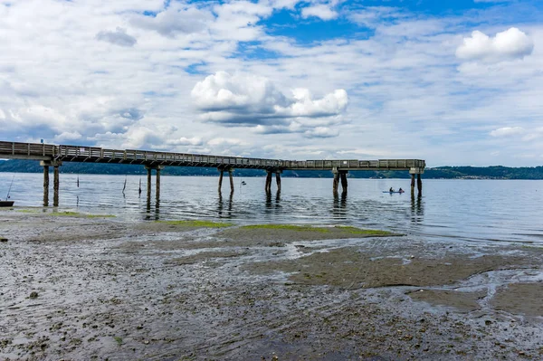 Veiw Pier Dash Point Washington Tide Out — Foto de Stock