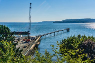 Construction work continues on the Des Moines, Washington pier.
