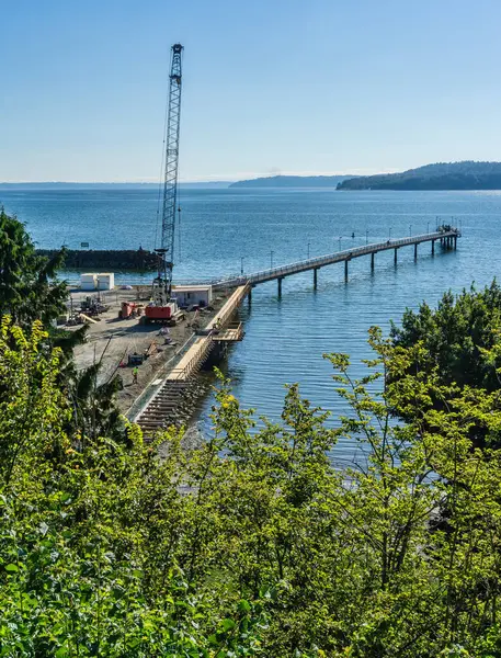 Construction work continues on the Des Moines, Washington pier.