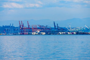 A view of the Port of Tacoma with ships.