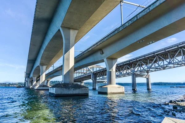 Debajo Los Puentes Interestatales Seattle Washington — Foto de Stock