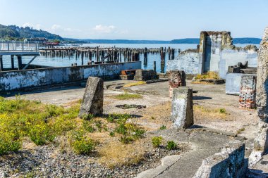 Ruston, Washington 'daki Dickman Değirmen Parkı' ndaki harabeler