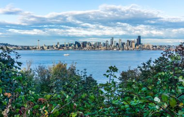Seattle, Washingotn 'daki ufuk çizgisi manzarası. Mimari çekim.