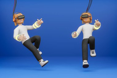 Teknoloji giyen ve sanal gerçekliğe dokunan 3 boyutlu çizgi film karakteri, Metaverse 'i geleceğe taşıyor.